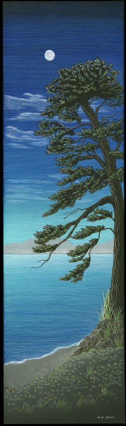 "Coastal Pine with Moon"
