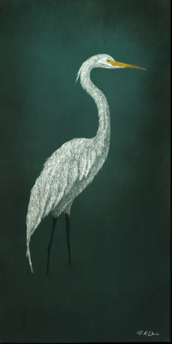 Large Egret on Green